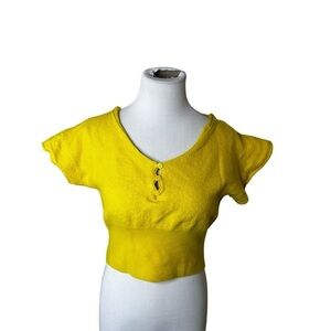 J. CREW Neon Bright Citrus Featherweight Cashmere Cropped Cardigan